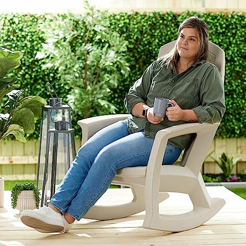 Semco Heavy-Duty All-Weather Plastic Rocking Chair Tan (4 Pack)