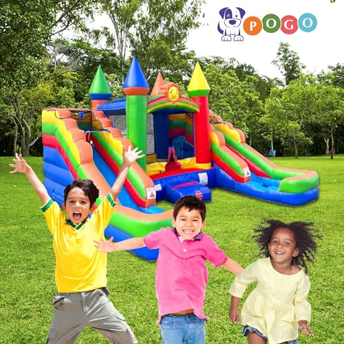 Pogo Bounce House Inflatable Rainbow Castle Combo 16.5ft