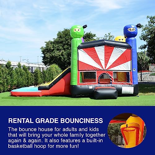 JumpOrange Ninja Warrior Bounce House Water Slide Combo with Blower Ninja