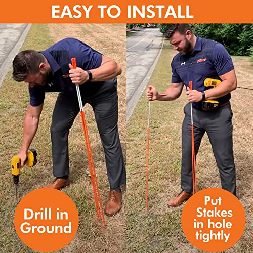 DISCOUNT SNOWSTAKES .COM 5ft Red Pro Snow Stakes with Reflective Tape and Armor Cap Orange/Red