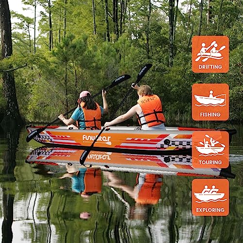 FunWater Inflatable Fishing Kayak 13’X33”X14” Portable Recreational Kayak Orange/White