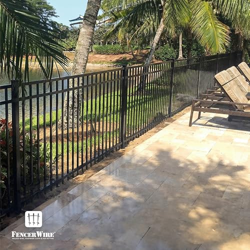 Fencer Wire Heavy Duty Flat Top Fence Barrier Panel 4FT x 8FT Black, Pack of 5