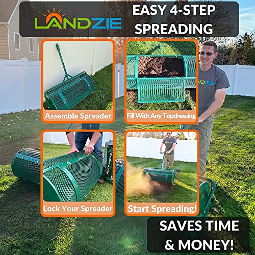 Landzie Spreader & Weeder Lawn Care Set - 60" Compost Spreader & 44" Manual Weeder Green