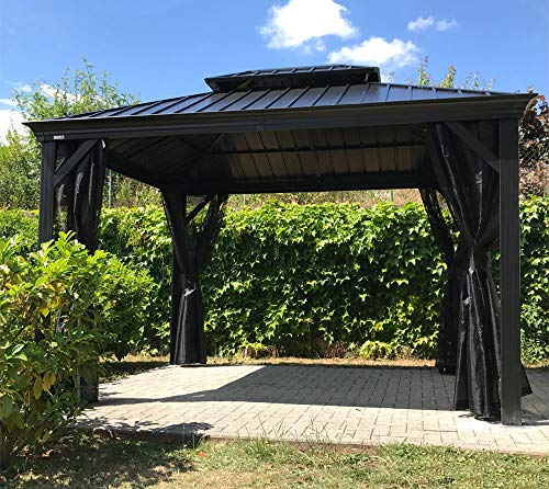 Sojag 500-7156980 Messina Hard Top Sun Shelter 10' x 12' Charcoal