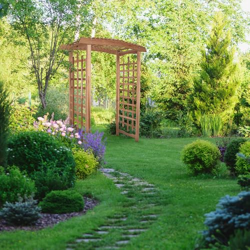 All Things Cedar 8-Ft Garden Arbor Trellis for Climbing Plants Natural