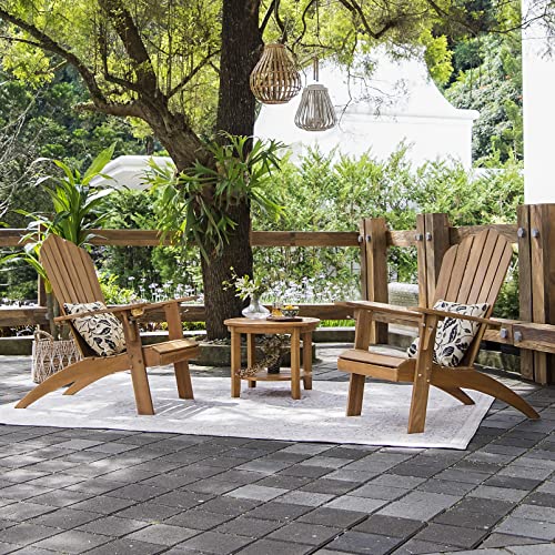 Cambridge Casual Lakeside Oversized Patio Adirondack Chair Set of 2 Natural Teak