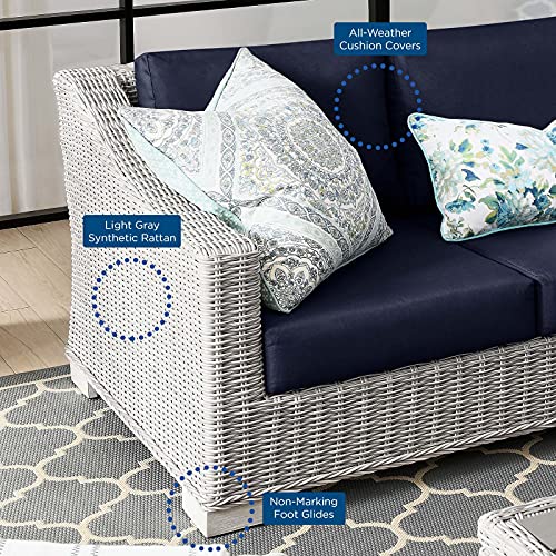 America Luxury - Outdoor Lounge Sectional Sofa Chair Set Rattan Wicker Blue