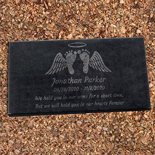 PlaqueMaker Black Granite Memorial Headstone for Infant or Child - Personalized Sympathy Gift (24 x 12 x 4)