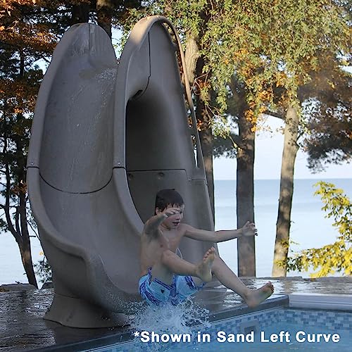 Global Pool Products Tidal Wave Inground Pool Slide Left Curve Grey