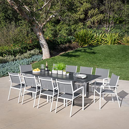Hanover Cameron 11-Piece Modern Outdoor Dining Set White