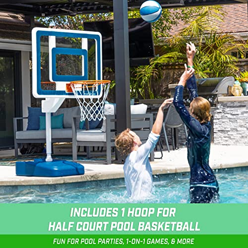 GoSports Splash Hoop ELITE 2-in-1 Pool Basketball & Volleyball Game Set Blue