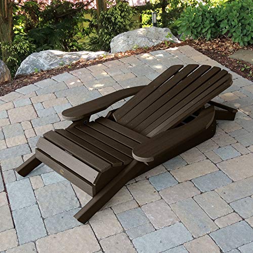 Highwood Hamilton Folding and Reclining Adirondack Chairs 2-Piece Set Weathered Acorn