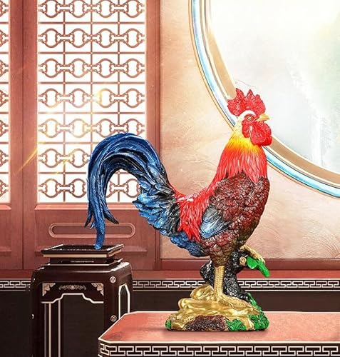 FENGSHUI-CAISHEN Large Colorful Metal Rooster Statue