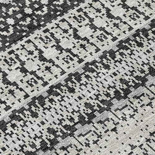 HomeRoots Black Striped Washable Non-Skid Indoor Outdoor Area Rug 9' x 12'