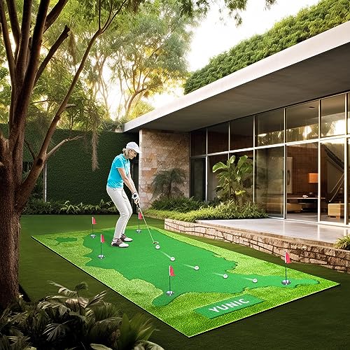 YUNIC Golf Putting Green Premium Nylon Golf Training Putting Mat Green