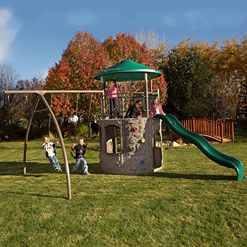 Lifetime Adventure Tower Metal Playset Swing Set Green