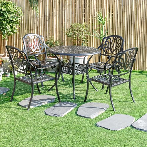 Hi-Line Gift Ltd Sleek Black Bistro Bliss Collection Cast Aluminium Patio Set Black
