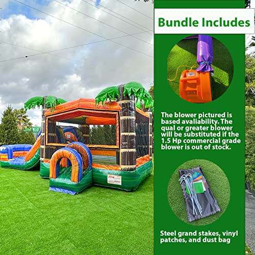 XJUMP Tropical Bounce House Water Slide Orange