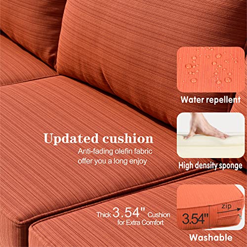 Generic XIZZI 11-Piece Outdoor Sectional Sofa Set with Swivel Rocking Chairs and Fire Pit Table Orange Red