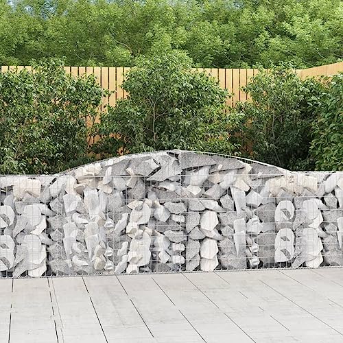 Arched Gabion Baskets 2 pcs 157.5"x11.8"x31.5"/39.4" Galvanized Iron for Outdoor Plants White Black