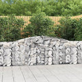 Arched Gabion Baskets 2 pcs 157.5"x11.8"x31.5"/39.4" Galvanized Iron for Outdoor Plants White Black