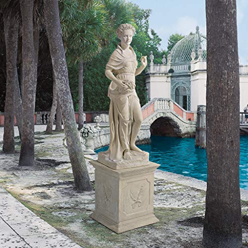 Design Toscano Spring Woman of the Four Seasons Garden Statue & Plinth 89 inch Faux Limestone