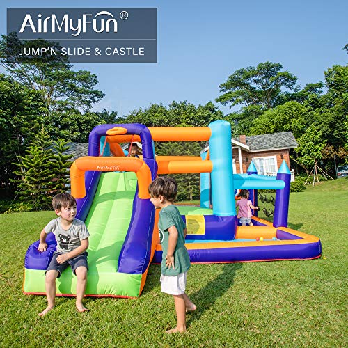 AirMyFun Inflatable Bounce House with Slide and Splash Pool Rainbow