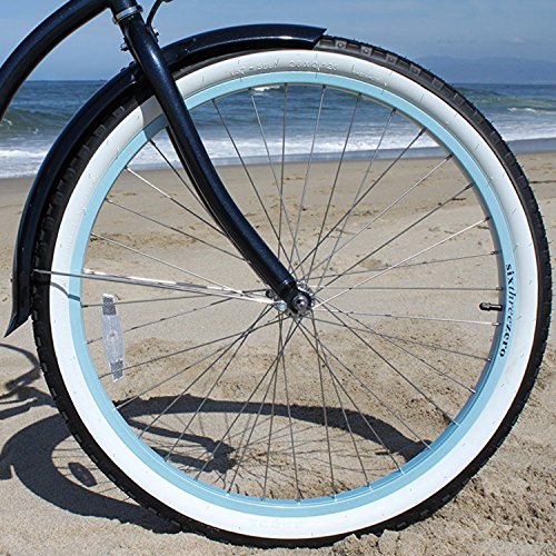 sixthreezero Women's 1-Speed 26-Inch Beach Cruiser Bicycle Classic Dark Blue with Brown Seat/Grips