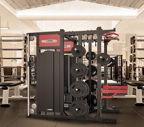 MiM USA Commercial Smith Machine Functional Trainer & Power Rack Black Red