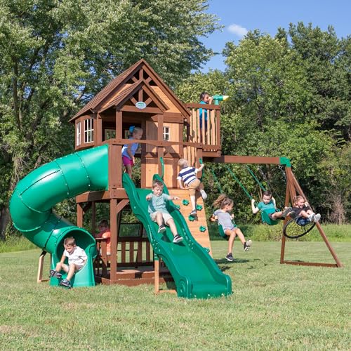 Backyard Discovery Skyfort Cedar Swing Set Light Brown