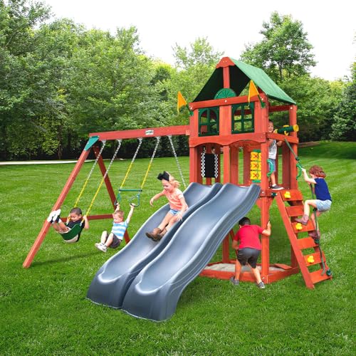 Gorilla Playsets Playmaker Deluxe Wooden Swing Set Redwood Stain