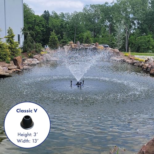 HALF OFF PONDS VXF Aerating Pond & Lake Fountain - 1/2 HP Pump with 3 Display Patterns & 100 Foot Cord White Lights