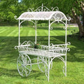 Zaer Ltd. Large Metal Commercial Flower Cart Display with Roof Antique White