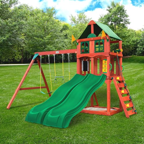 Gorilla Playsets Playmaker Deluxe Wooden Swing Set Redwood Stained Cedar