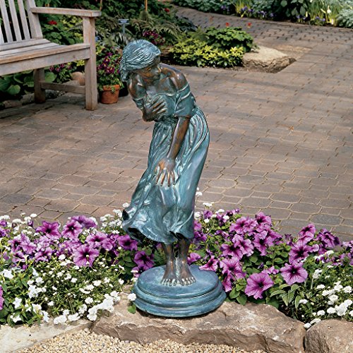 Design Toscano The Windblown Maiden Cast Bronze Garden Statue Two Tone Bronze & Verdigris
