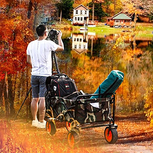 5sssallefaa Folding Trolley Cart Outdoor Four-Wheel Wagon Multicolor