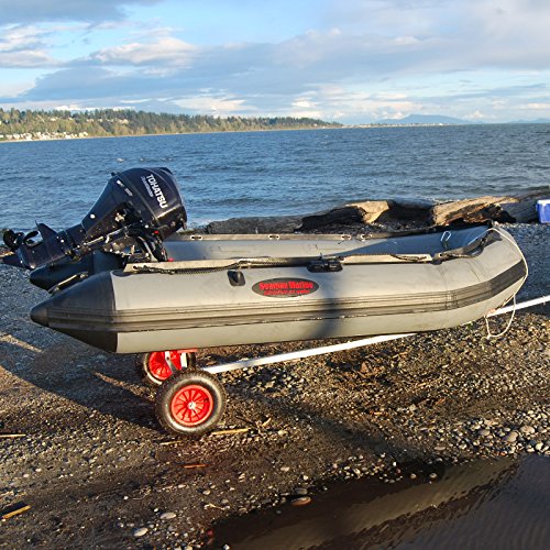 Seamax Heavy Duty Ocean320 10.5ft Inflatable Boat with Aluminum Floor, V Bottom Dark Grey, Red