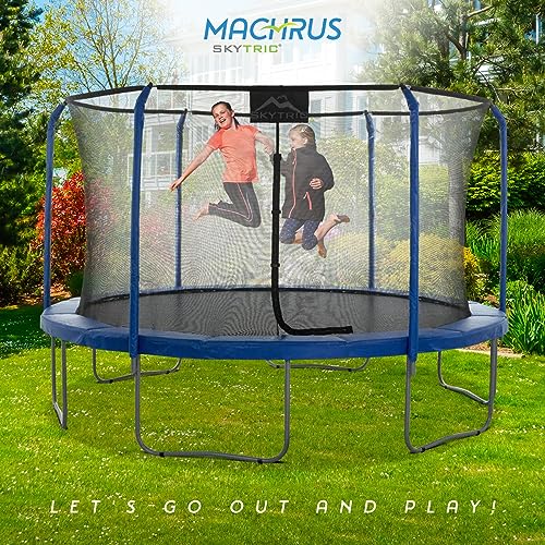 SKYTRIC Outdoor Trampoline with Flex Frame Net Blue