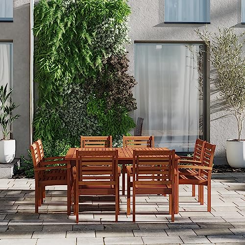 Amazonia Kevin Milano 9-Piece Outdoor Square Dining Table Set Eucalyptus Wood Amazonia