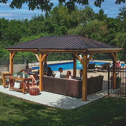 Backyard Discovery Barrington 20' x 12' Cedar Wood Gazebo Pavilion Light Brown