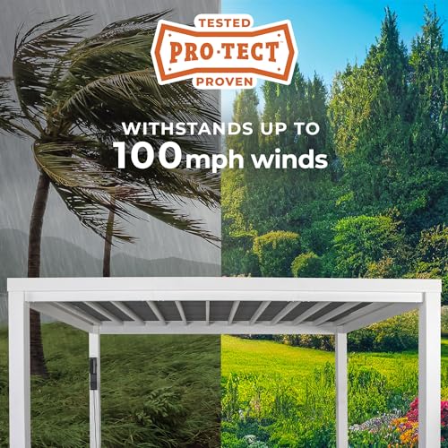 Backyard Discovery Windham 14' x 12' Galvanized Steel Pergola Kit with Shade Sail Canopy White