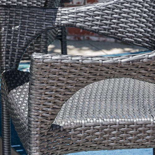 Christopher Knight Home Lina Outdoor 5 Piece Wood and Wicker Dining Set Gray