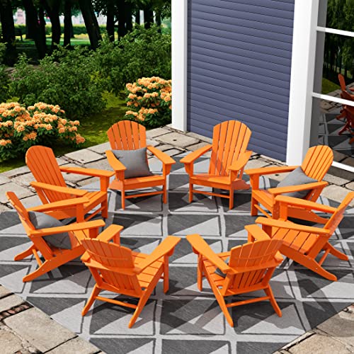 WO WESTIN OUTDOOR 8pcs HDPE Adirondack Chair Set All Weather Resistant Orange