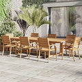 Brampton Azores 9-Piece Rectangular Outdoor Dining Set Light Teak Finish