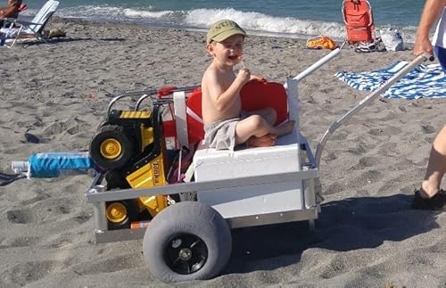 Alumacart Bimini Aluminum Beach Wagon with Four Rod Holders Silver