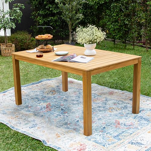 Cambridge Casual Paxton Wood 6-Piece Outdoor Dining Set Natural Teak/All-Weather Wicker Configuration 8 - 6 Seater