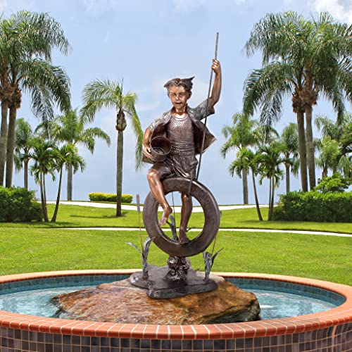 Design Toscano Swinging Tommy on His Tire Cast Bronze Garden Statue Brown
