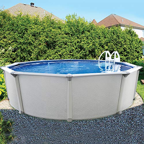 Aquarian Fuzion 24 Ft x 52 in Round Above Ground Swimming Pool Backyard Framed Pool Kit Gray