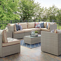 Modway Repose 7-Piece Outdoor Patio Sectional Set Light Gray Beige
