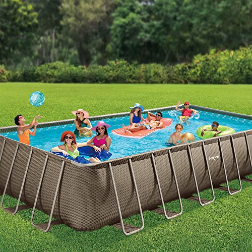 Funsicle Oasis Designer Rectangular Frame Pool Set Brown Basket